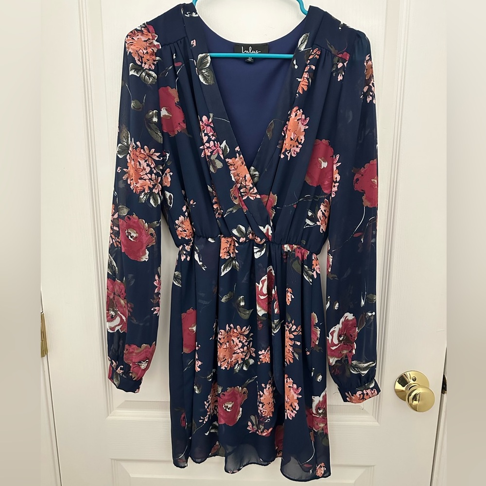 Lulus Long Sleeved Floral Mini Dress, Size Medium